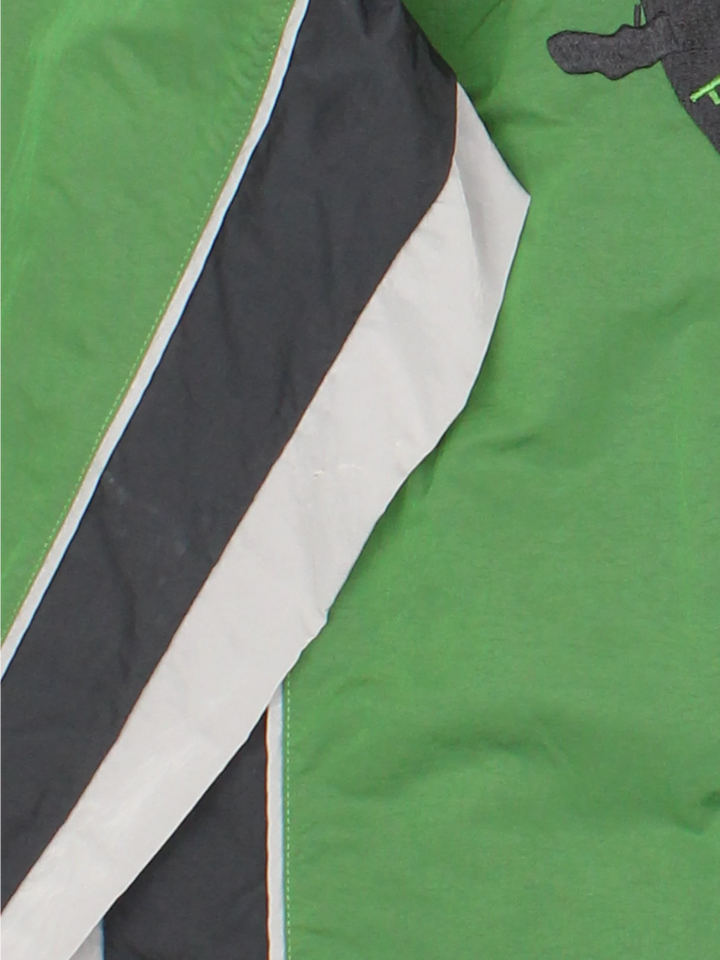 Vintage Off White x Jordan Tracksuit tops in a green and black colourway. Double zips up and has side pocket, and both logos embroidered on the front.
