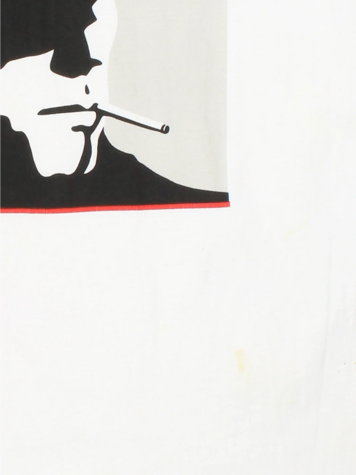 Vintage 90's Marlboro Wild West Graphic T-Shirt in a white colourway, with graphic printed on front and back.