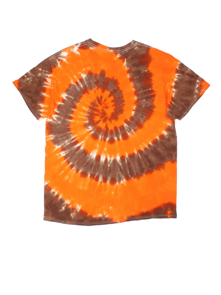 Vintage Hershey Park Reese's Tie Dye T-Shirt in a orange and brown colourway with the graphic printed on the front.