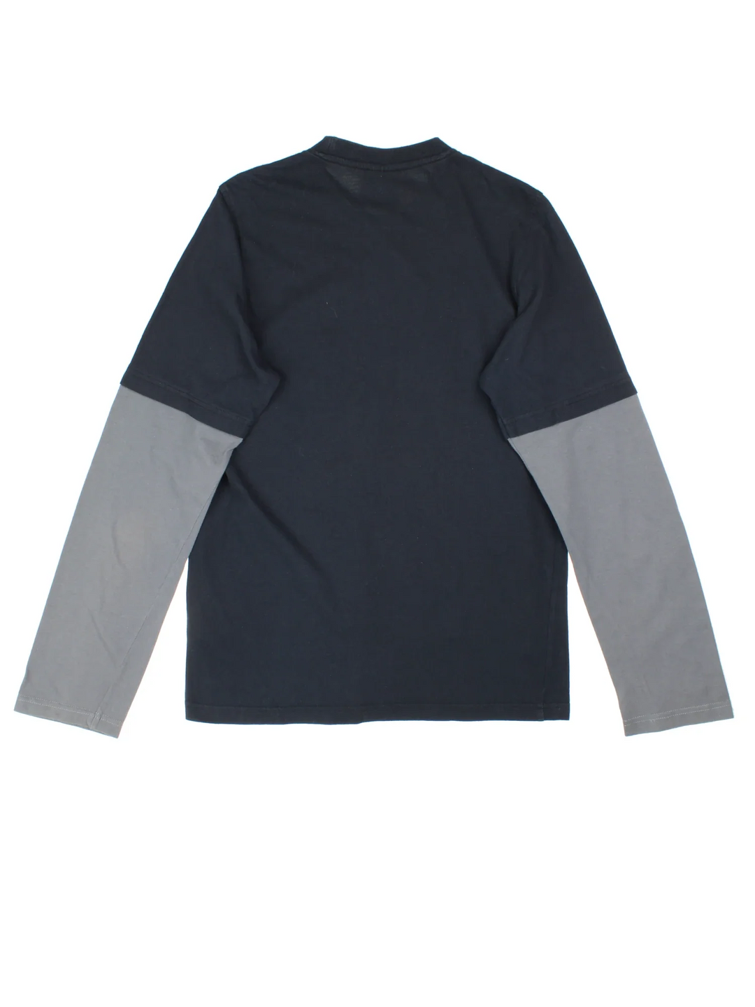 Adidas Long Sleeve T-Shirt in a blue and grey colourway with the logo printed on the front.