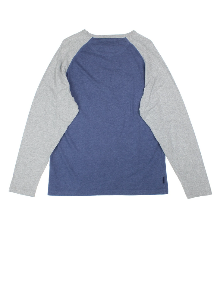 Reebok Long Sleeve T-Shirt in a blue and grey colourway with the logo embroidered on the front.