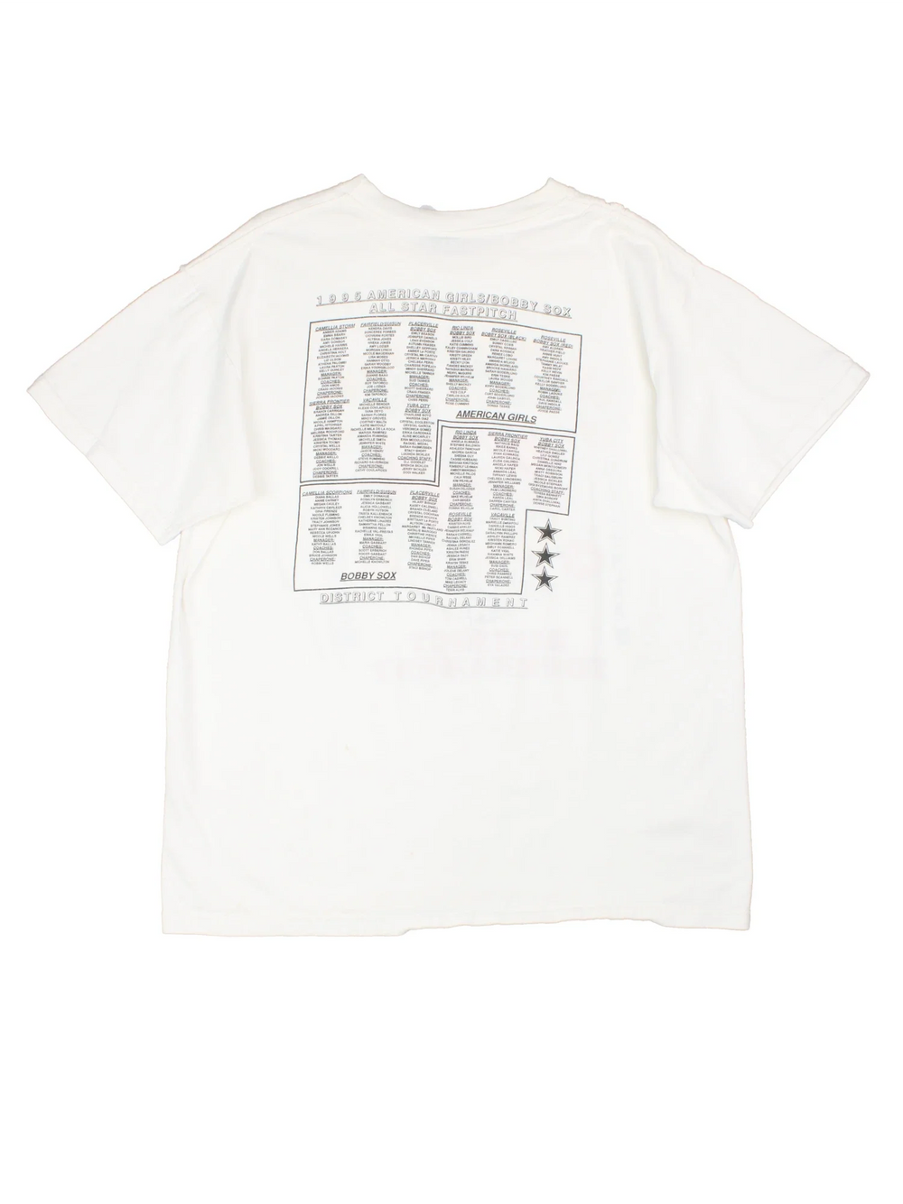 Vintage 1995 American Girl Scout Graphic T-Shirt in a white colourway with the graphic printed on the front and spell out on the back.