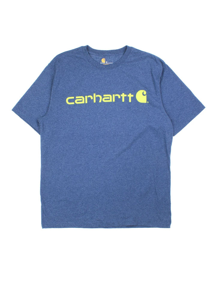 Carhartt T-Shirt in a blue colourway with the logo printed across the front.