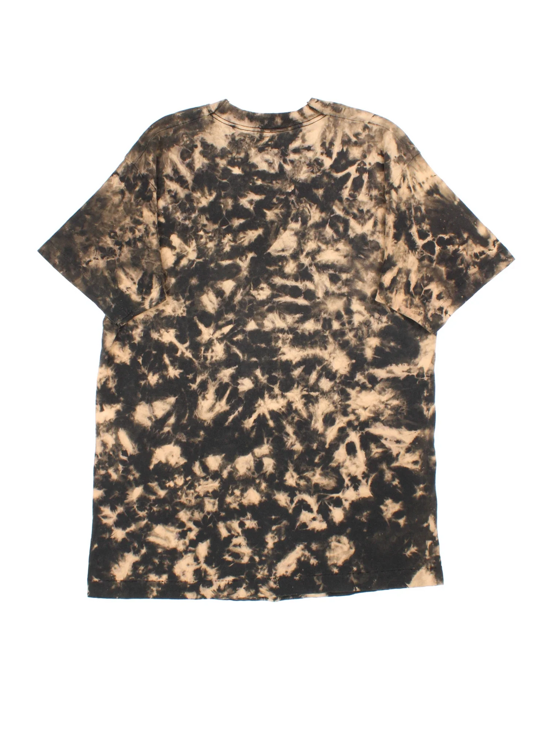 Vintage Tie Dye Smoking Moon Graphic Single Stitch T-Shirt in a black and brown colourway with smoking moon graphic printed on the front.