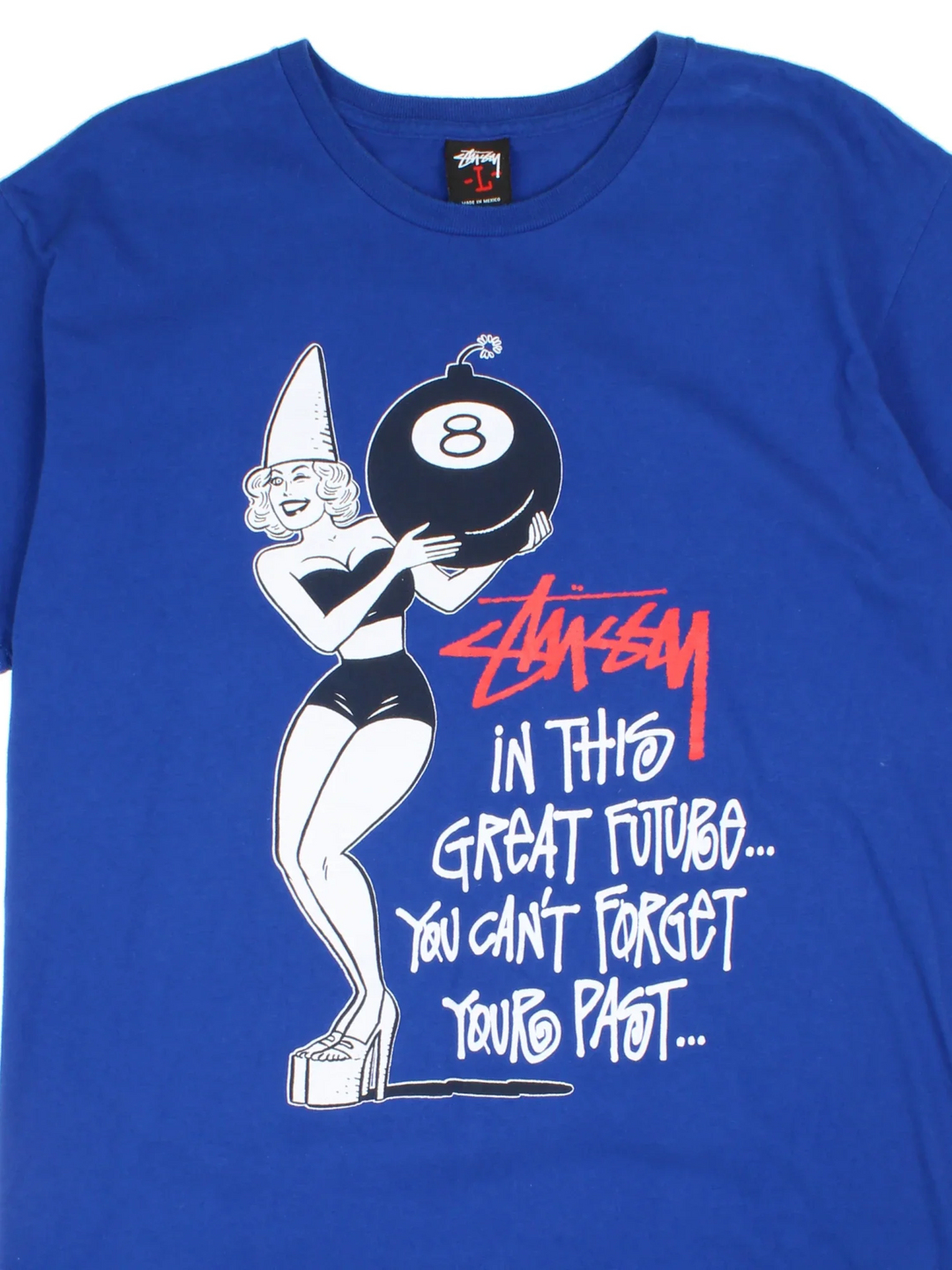 Stussy x Gilbert Hernandez T-Shirt in a blue colourway, with branded graphic printed on the front/back.
