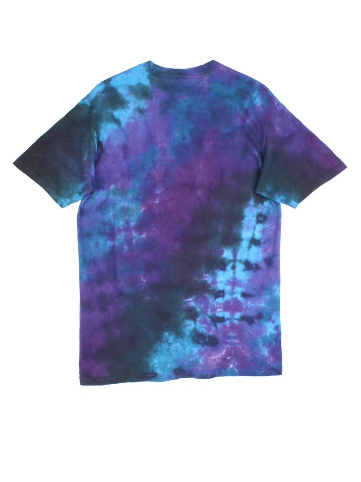 Vintage The Grateful Dead Mystical Stealie Celestial Tie Dye T-Shirt in a blue colourway, with printed logo on the front.