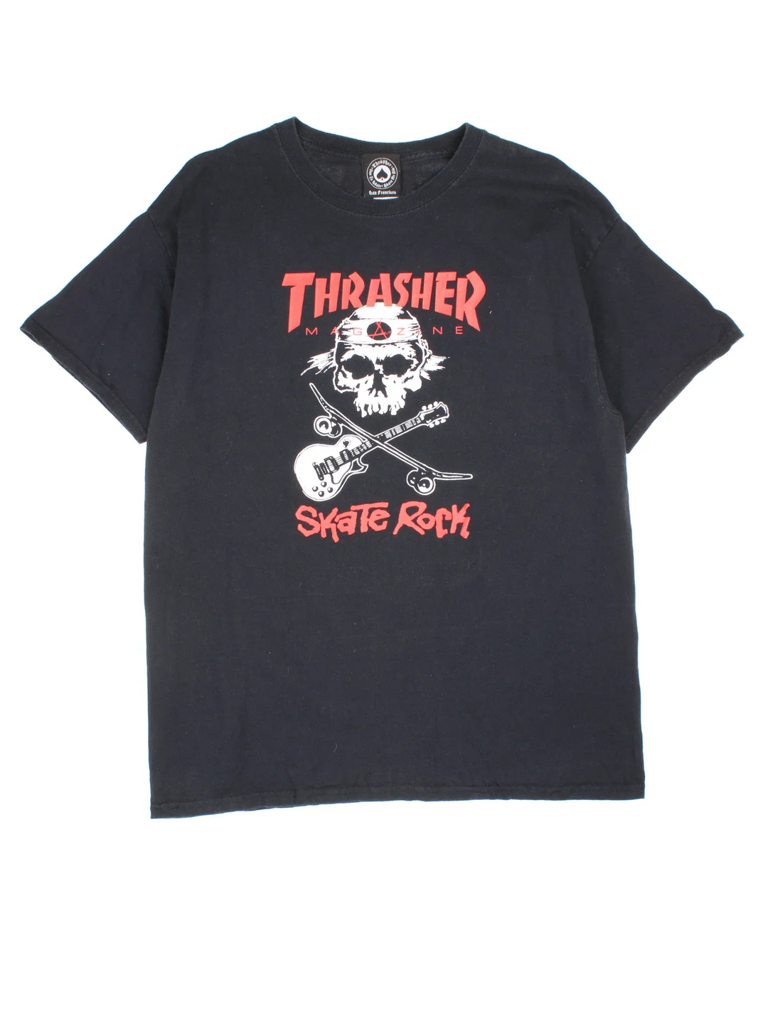 Thrasher Skate Rock Graphic T-Shirt in a black colourway, with printed logo on the front.