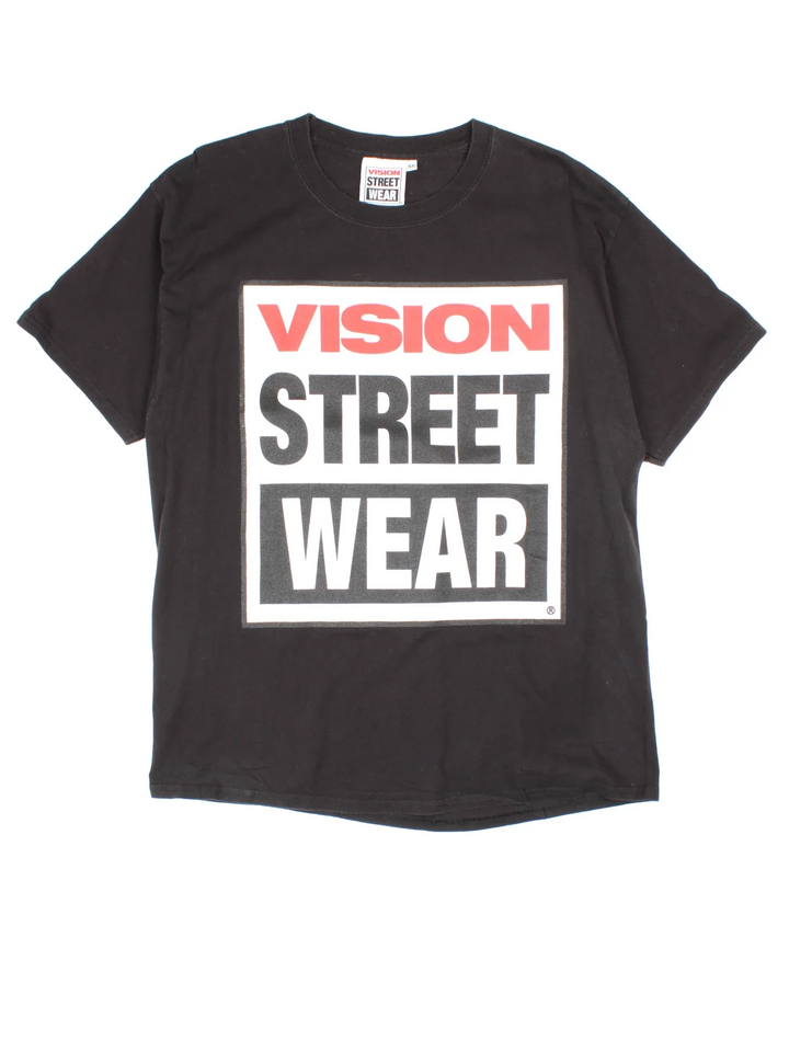 Vintage Vision Street Wear T-Shirt in a black colourway, with printed logo on the front/back.