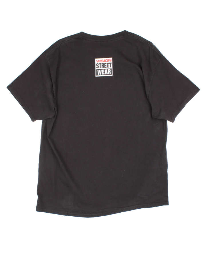 Vintage Vision Street Wear T-Shirt in a black colourway, with printed logo on the front/back.