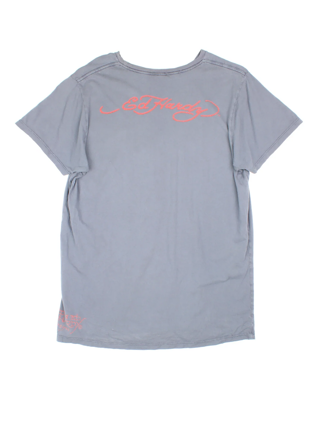 Y2K Ed Hardy New York City T-Shirt in a grey colourway, with branding printed on the front/back.