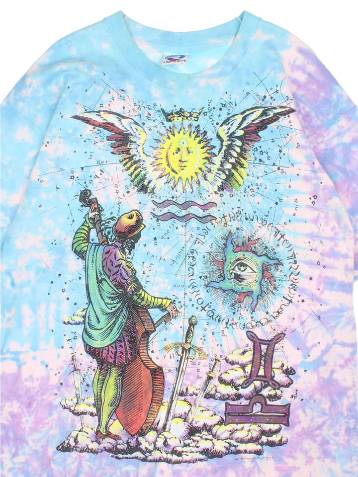 Vintage 1992 Liquid Blue Ian Bohorquez T-Shirt in a multicoloured colourway with all over graphic print.