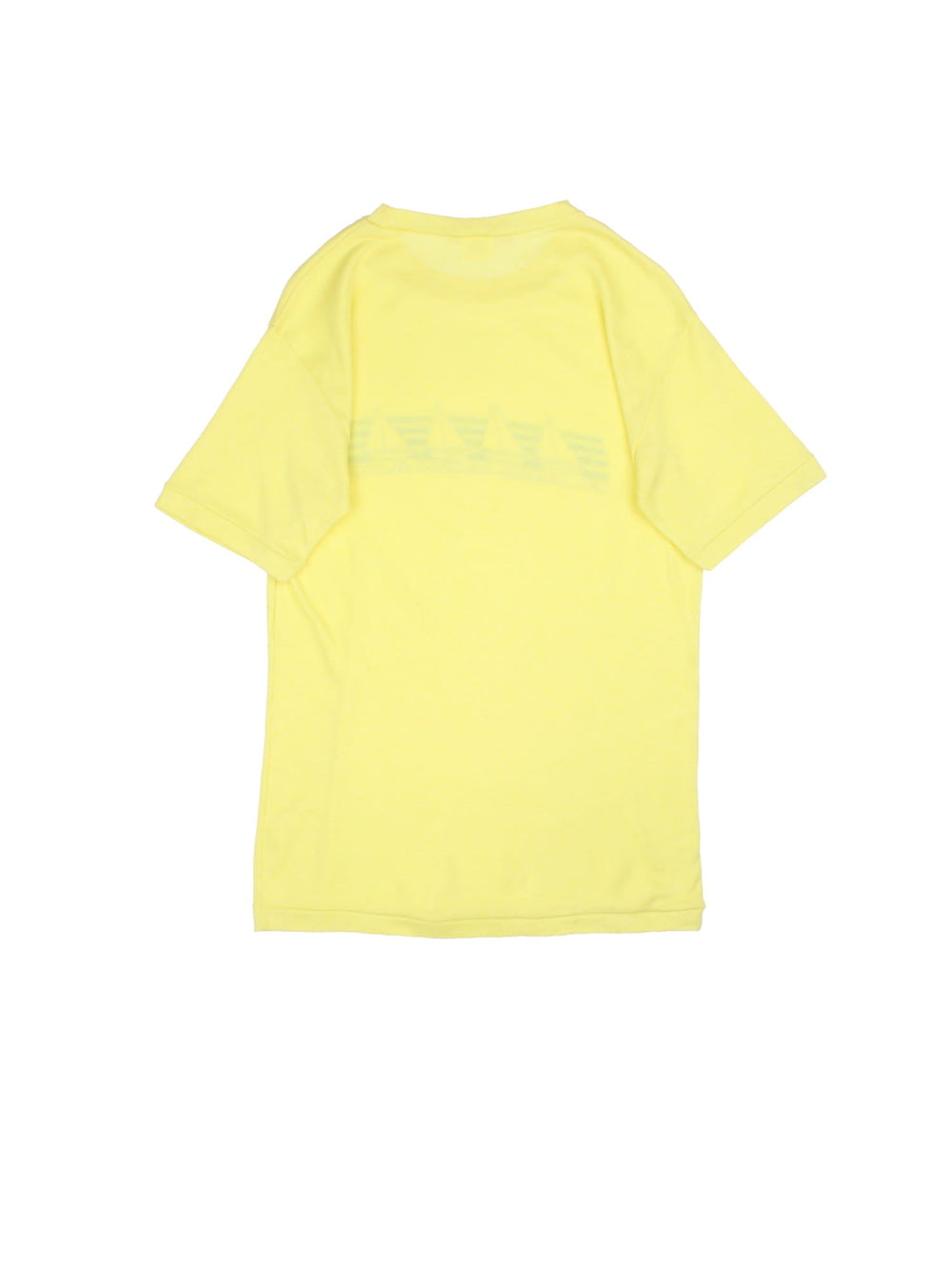 Vintage 90's Virgin Island Graphic T-Shirt in a yellow colourway with the spell out and boat graphic printed on the front.