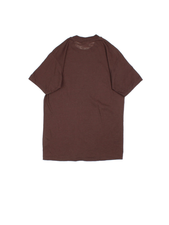 Vintage 80's San Francisco Graphic Single Stitch T-Shirt in a brown colourway with the spell out and boat graphic printed across the front.