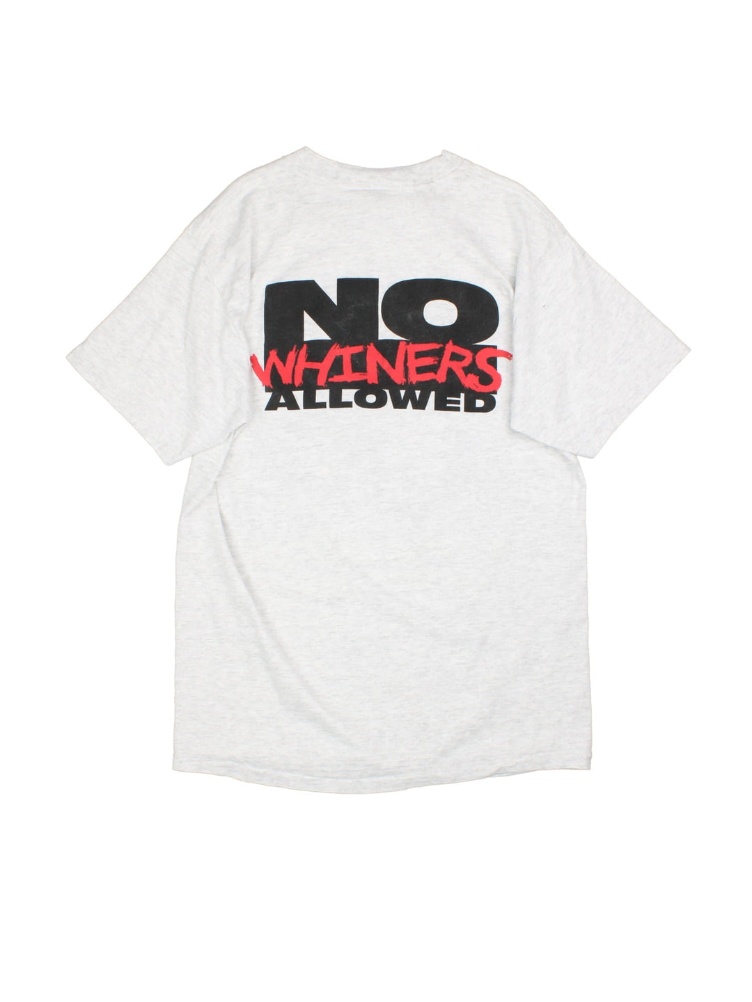 Vintage 1995 Looney Tunes Basketball 'No Whiners Allowed' Graphic Single Stitch T-Shirt in a grey colourway with cartoon characters printed on the front and spell out on the back.