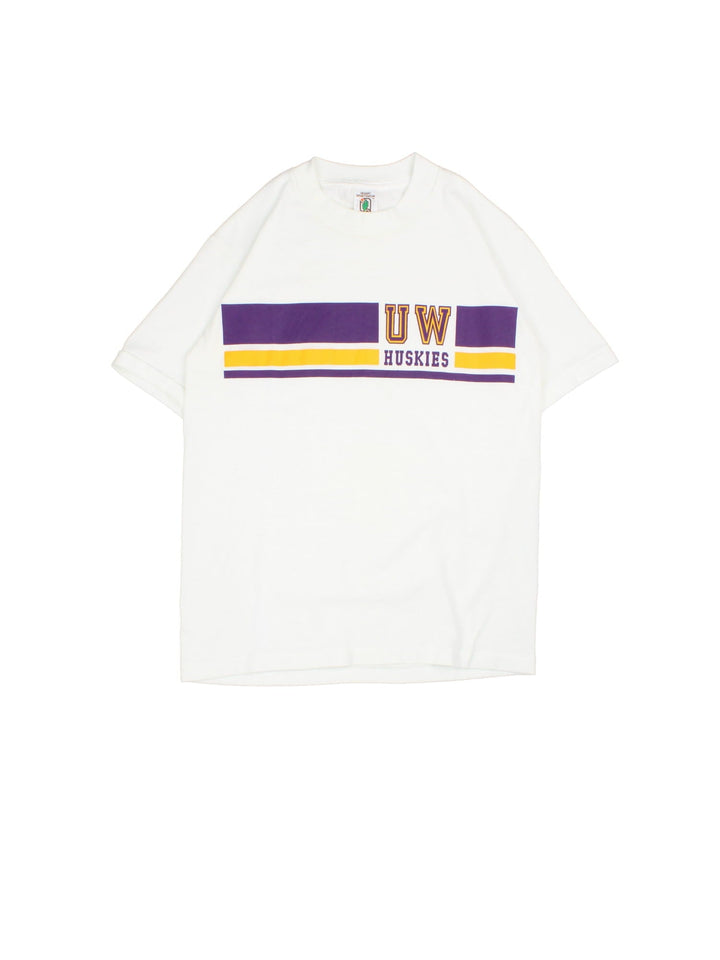 Vintage University Of Washington Graphic Single Stitch T-Shirt in a white colourway with the logo and spell out printed across the front.