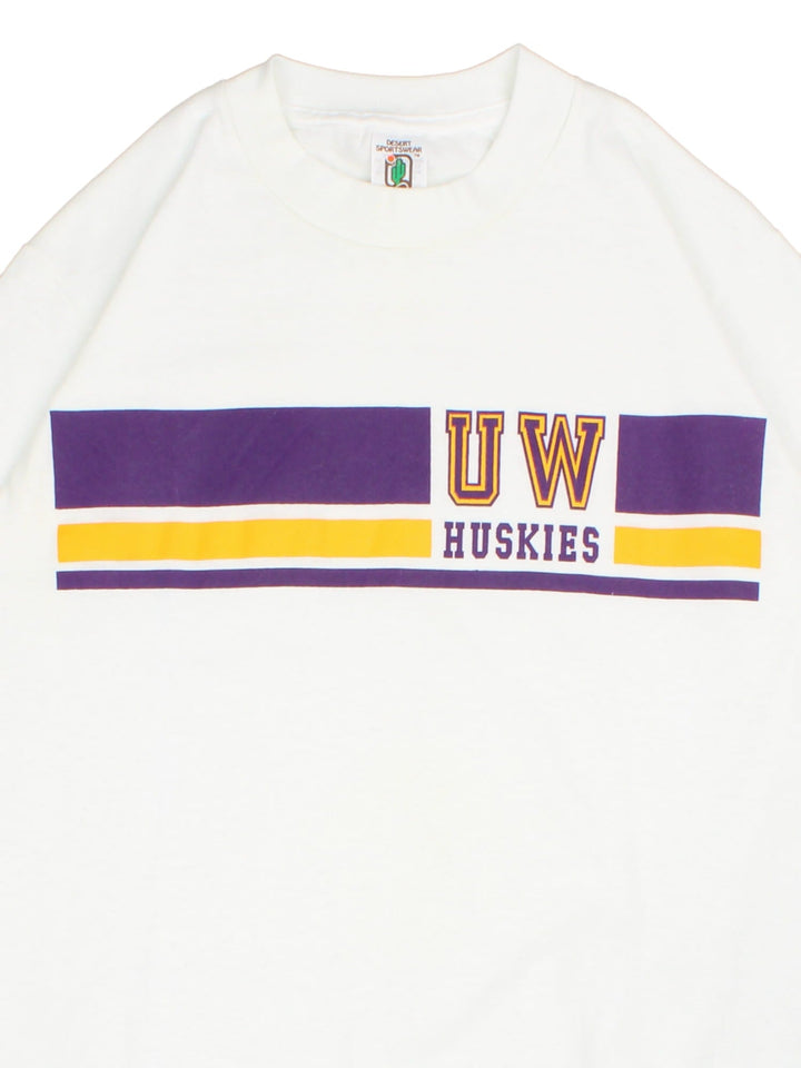 Vintage University Of Washington Graphic Single Stitch T-Shirt in a white colourway with the logo and spell out printed across the front.