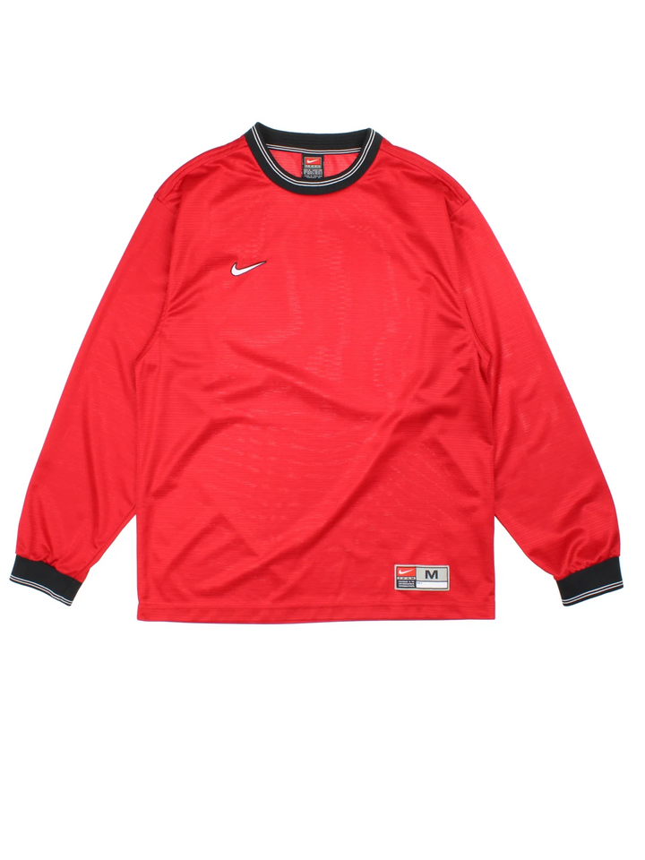 Vintage 90's Nike Training Top in a red colourway. Contrast cuffs and the logo embroidered on the front.