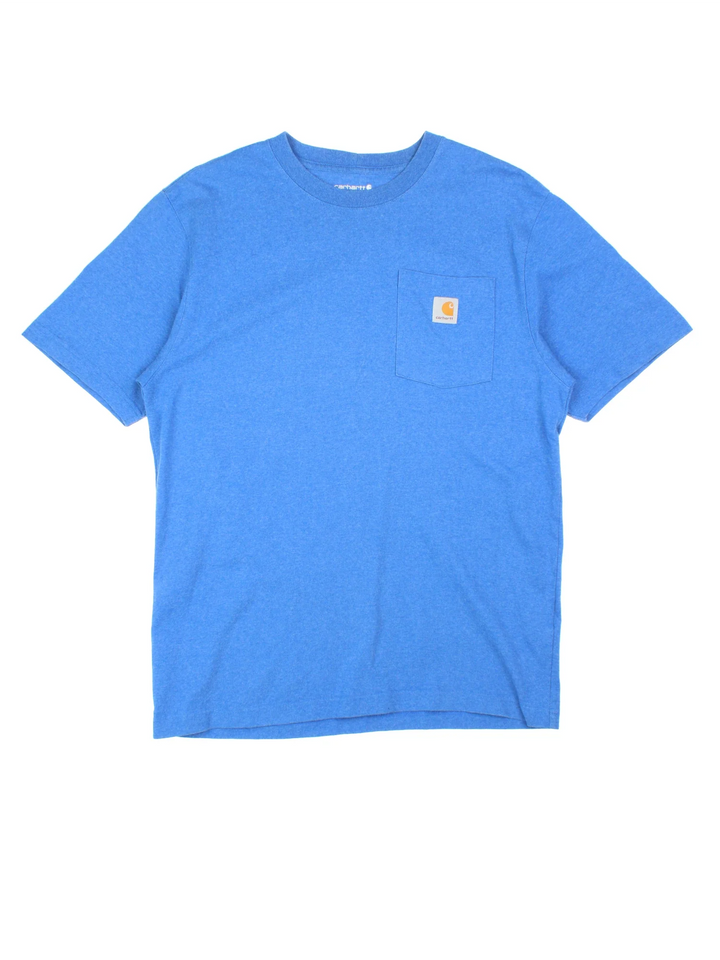 Vintage Carhartt T-Shirt in a blue colourway. Chest pocket with logo embroidered on the front.