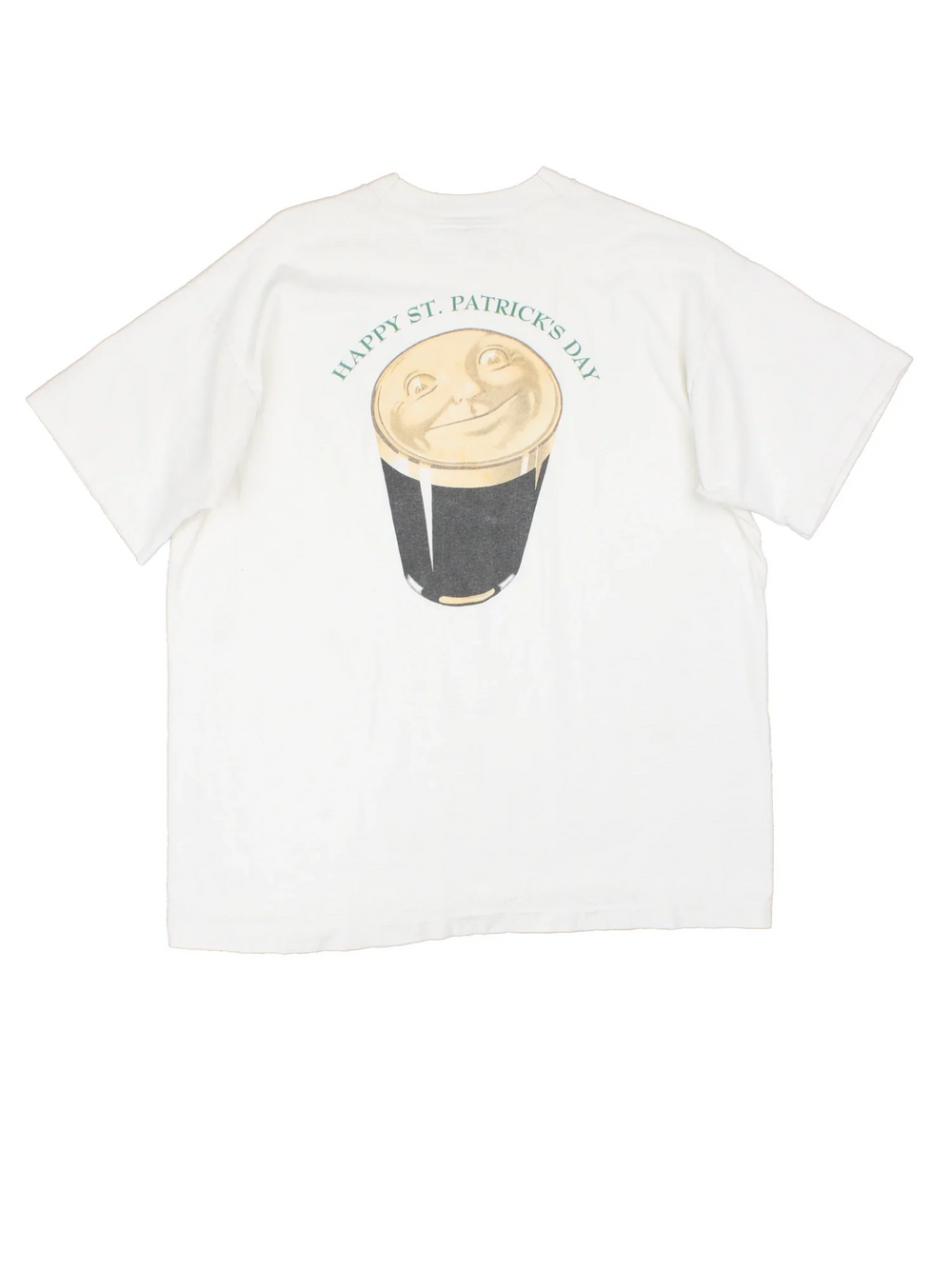 Vintage 90's Guinness St Patricks Day T-Shirt in a white colourway, with graphic printed on the front/back.