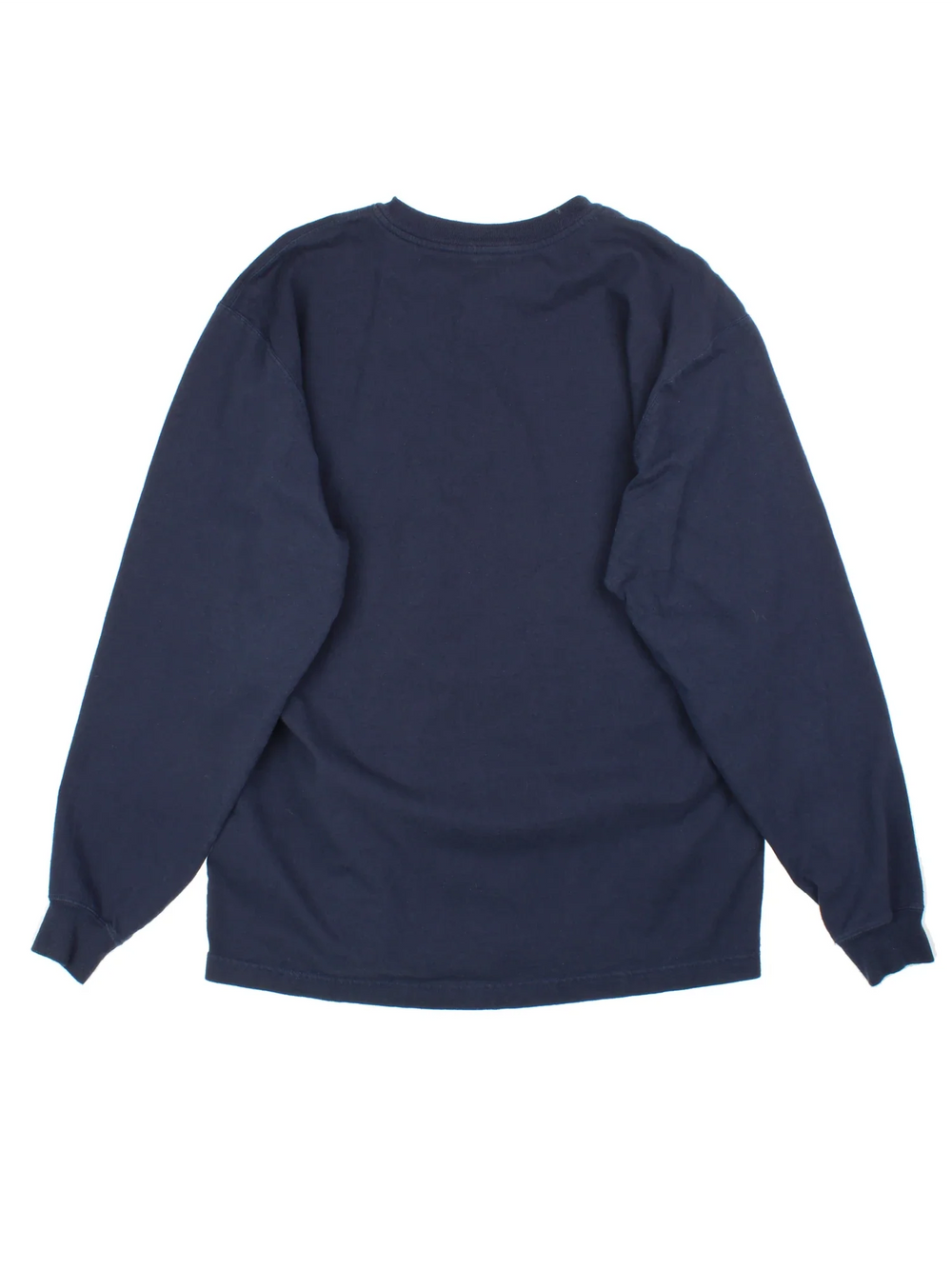 Carhartt Long Sleeve T-Shirt in a blue colourway, button up collar with pocket on the front and small classic logo.