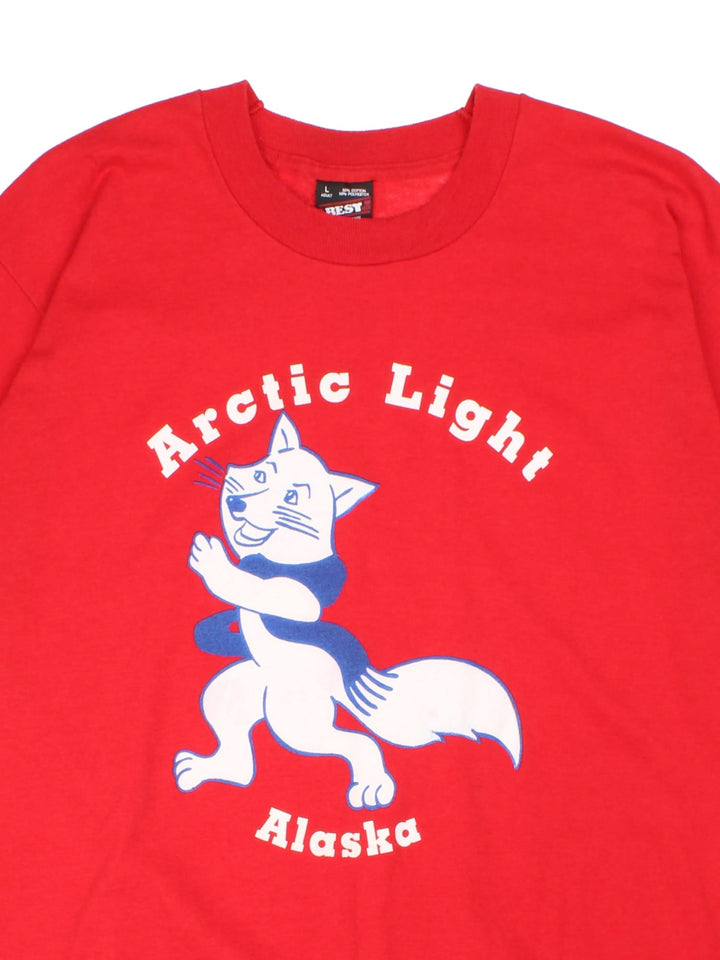 Vintage Artic Light Graphic T-Shirt in a red colourway with graphic printed on the front.