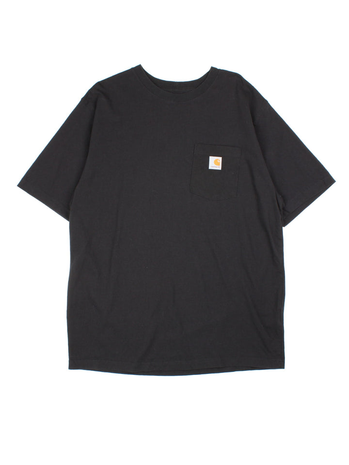 Vintage Carhartt T-Shirt in a black colourway with the logo embroidered on the front pocket.