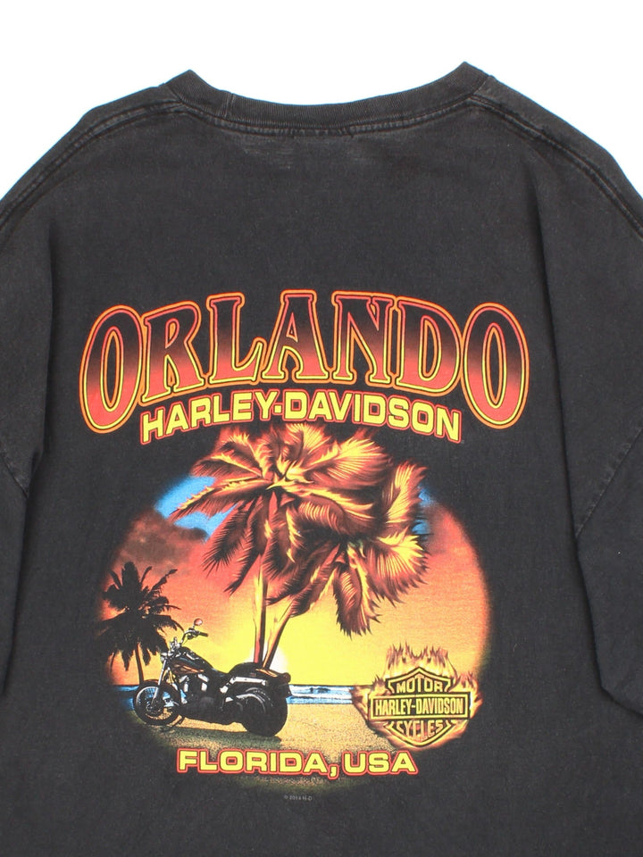 Vintage Harley-Davidson Orlando T-Shirt in a black colourway, with the logo printed on front and back.