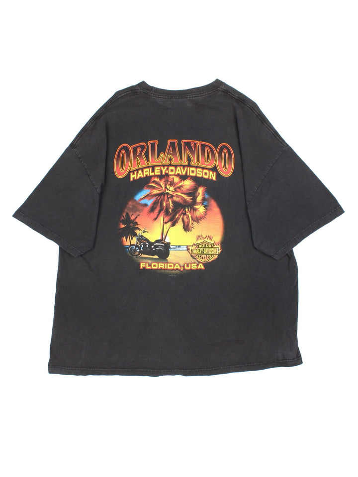 Vintage Harley-Davidson Orlando T-Shirt in a black colourway, with the logo printed on front and back.