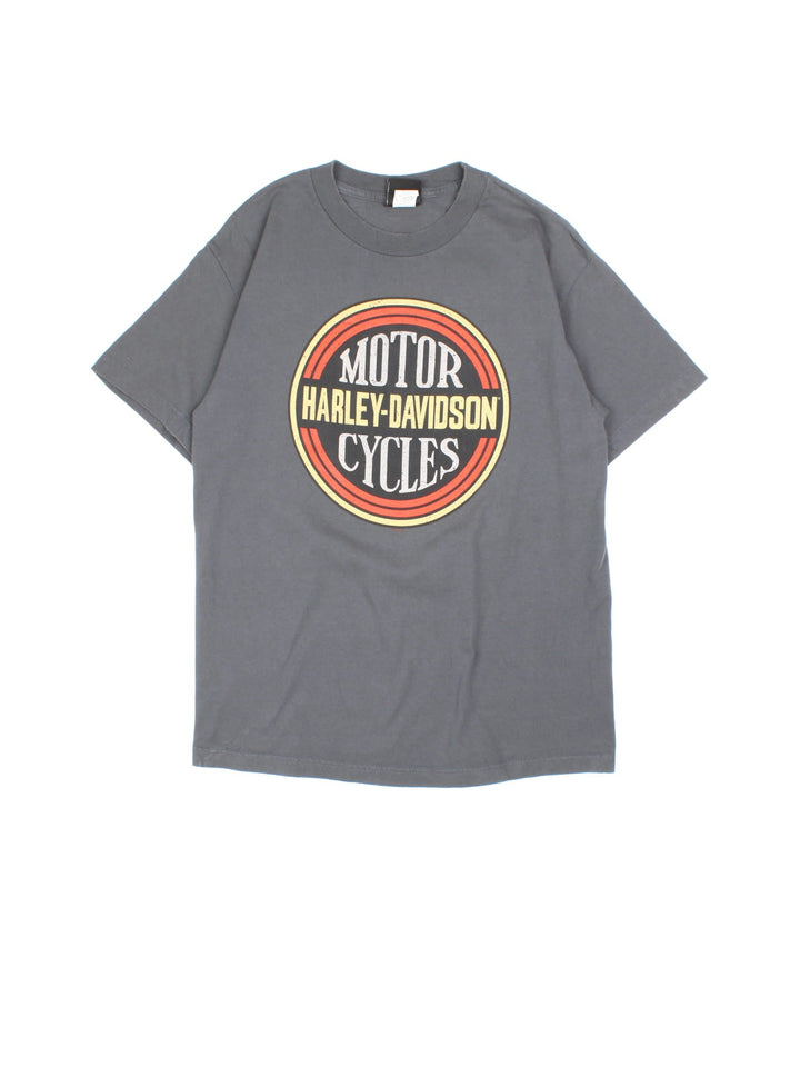 Vintage Harley-Davidson Indianapolis T-Shirt in a grey colourway, with the logo printed on front and back.