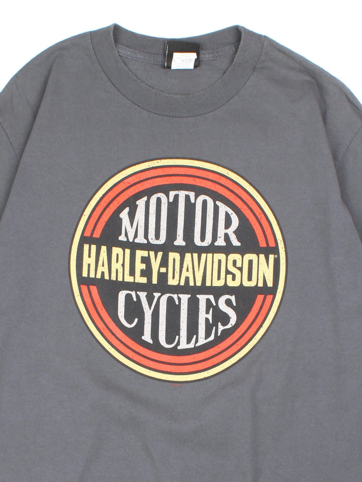 Vintage Harley-Davidson Indianapolis T-Shirt in a grey colourway, with the logo printed on front and back.