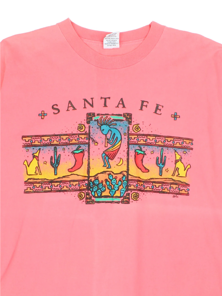 Vintage Santa Fe Graphic T-Shirt in a pink colourway with the graphic printed on the front.