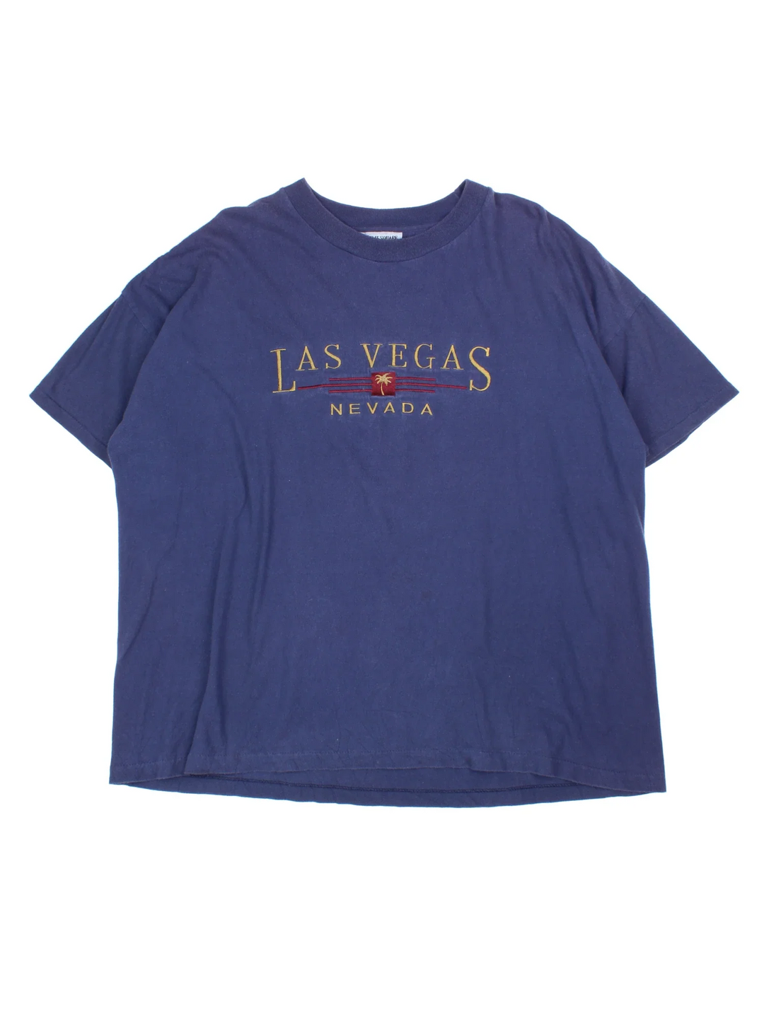 Vintage Las Vegas Graphic T-Shirt in a blue colourway with the spell out embroidered across the front.