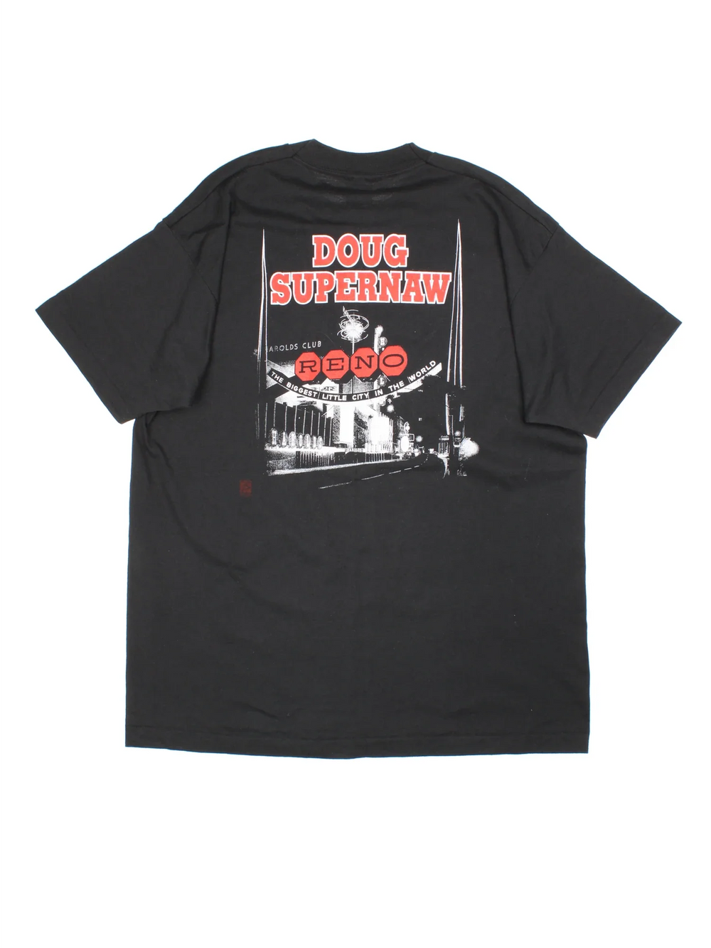 Vintage 1993 Doug Supernaw Graphic T-Shirt in a black colourway with graphic print on the front and spell out on the back.