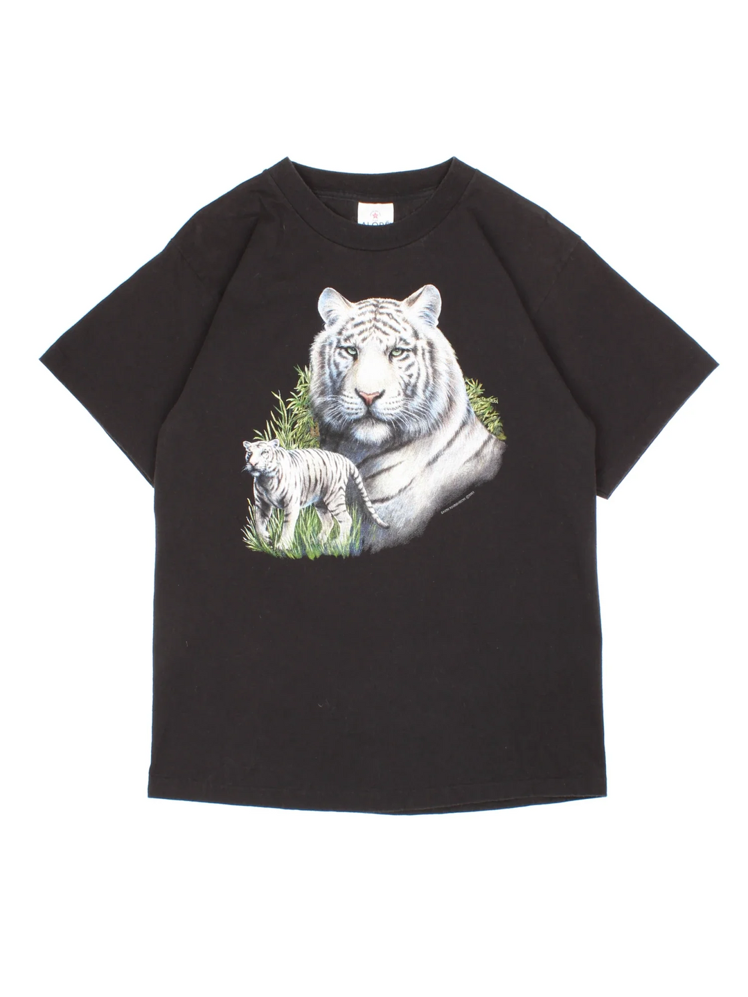 Vintage White Tiger Graphic T-Shirt in a black colourway. Graphic printed on the front.