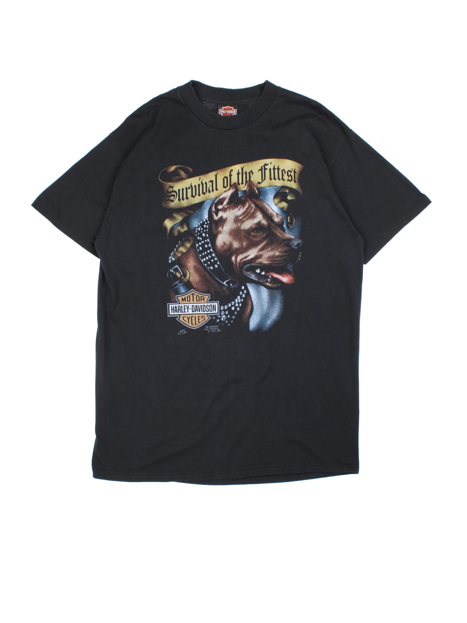 1991 Harley Davidson Survival Of The Fittest T- Shirt 90s Black