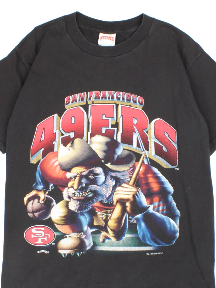 Vintage 90's San Francisco 49ers Graphic T-Shirt in a black colourway, with graphic printed on the front.