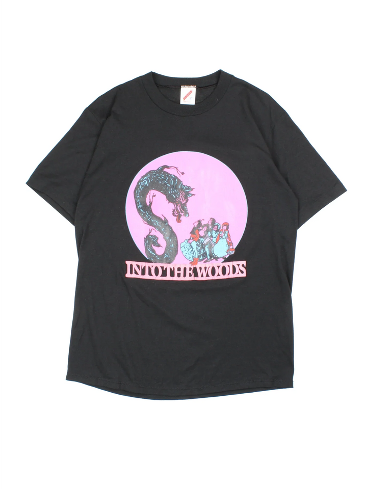 Vintage Stephen Sondhiem Into The Woods Graphic T-Shirt in a black colourway, with graphic printed on the front.