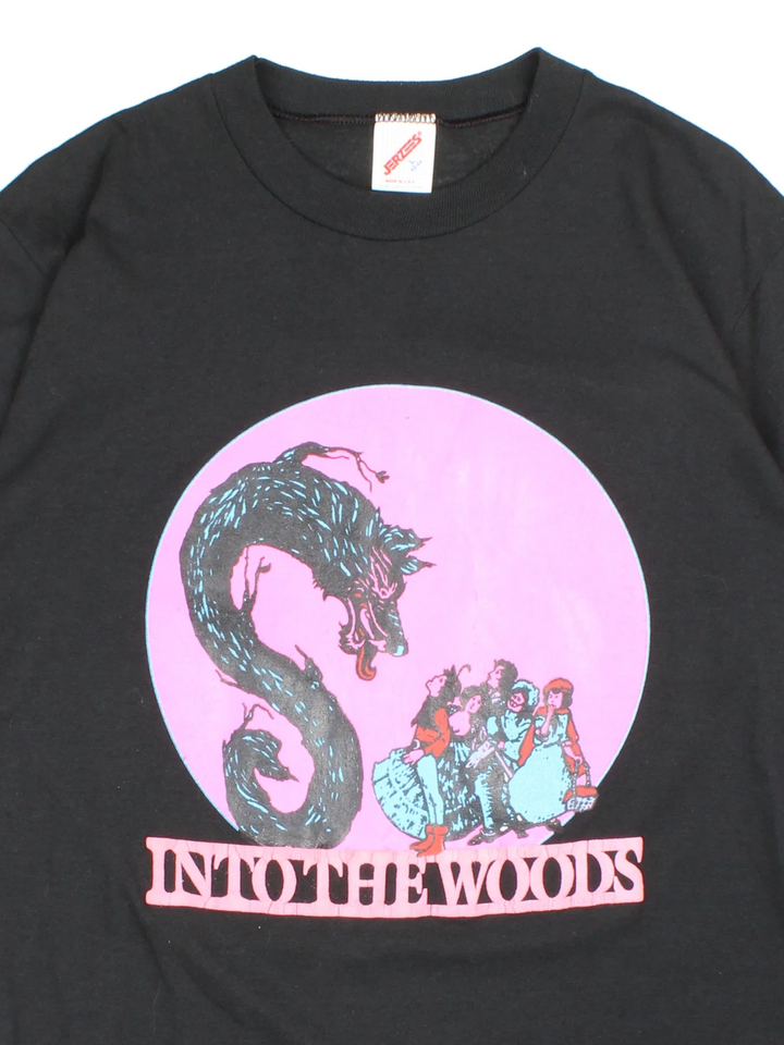 Vintage Stephen Sondhiem Into The Woods Graphic T-Shirt in a black colourway, with graphic printed on the front.