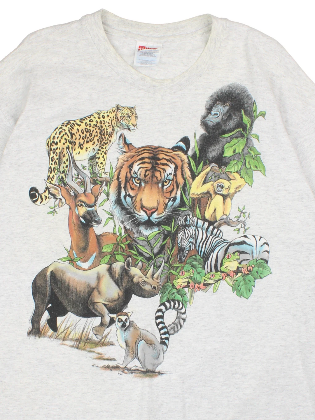 Vintage Wildlife Graphic T-Shirt in a grey colourway, with graphic printed on the front and back.