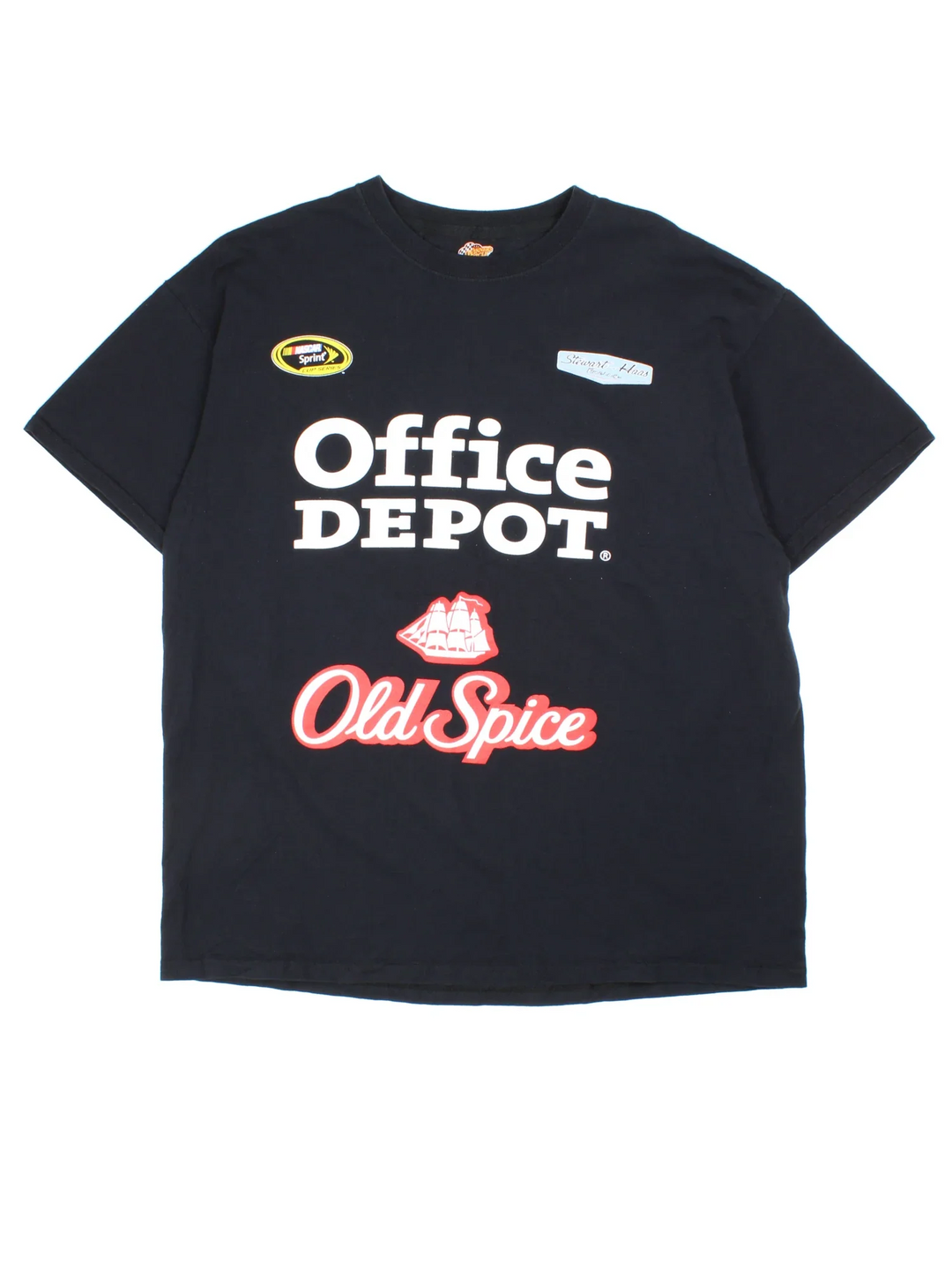 Nascar Tony Stewart Racing T-Shirt in a black colourway with large graphic and sponsors on the front and driver name STEWART #14 on the back.