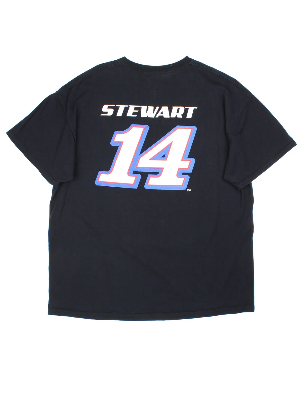 Nascar Tony Stewart Racing T-Shirt in a black colourway with large graphic and sponsors on the front and driver name STEWART #14 on the back.