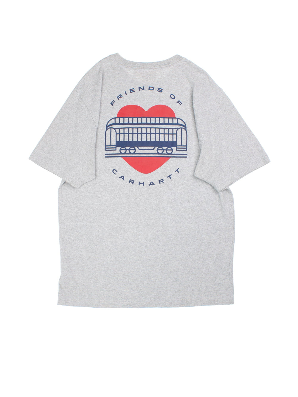 Carhartt Friends of Carhartt T-Shirt in a grey colourway with small logo and pocket on the front and large graphic on the back.
