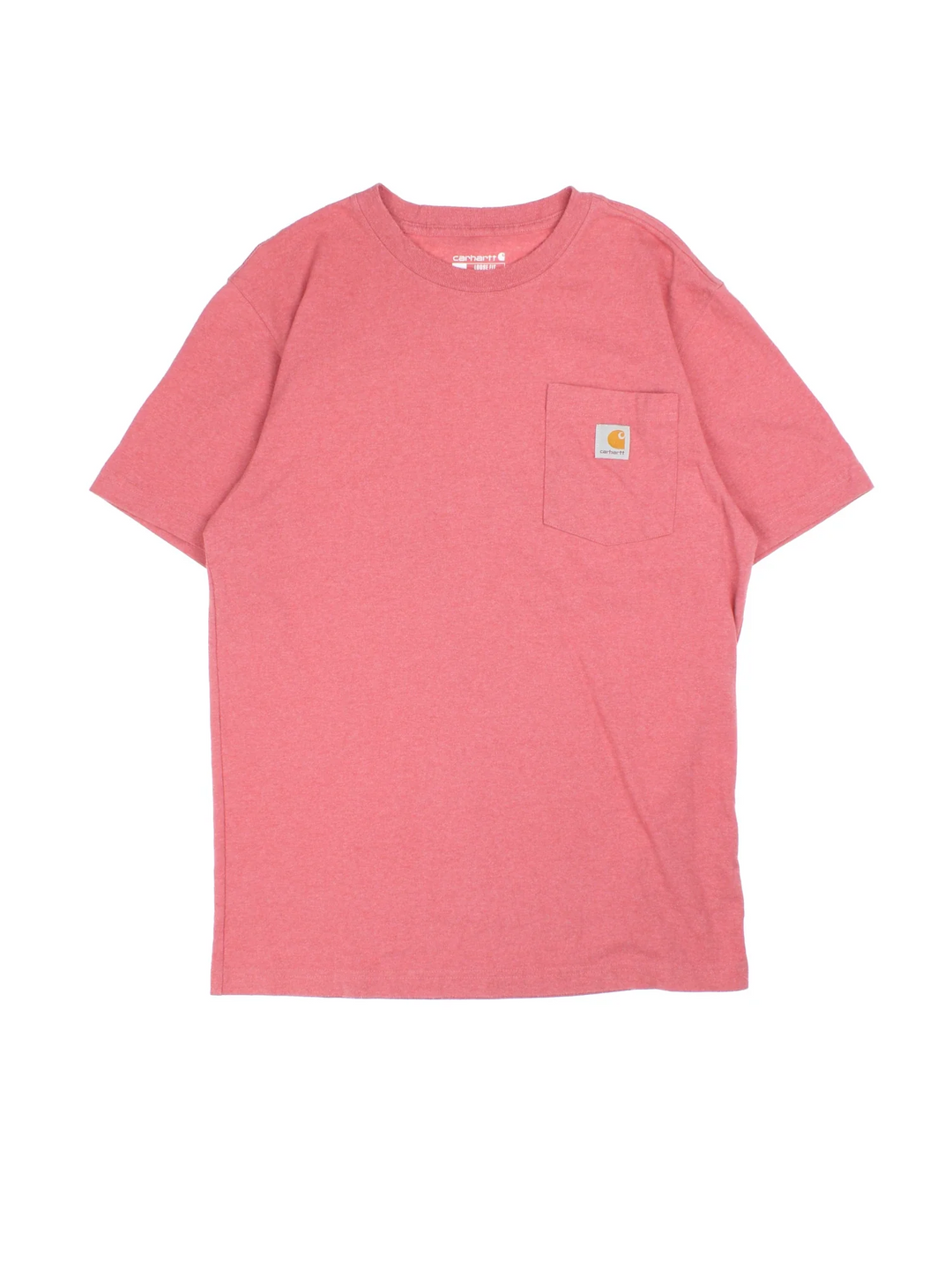 Carhartt T-Shirt in a pink colourway and has a chest pocket with the logo embroidered on the front.