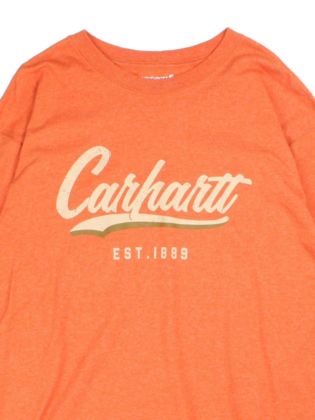 Carhartt Long Sleeve T-Shirt in a orange colourway with the spell out logo printed across the front.