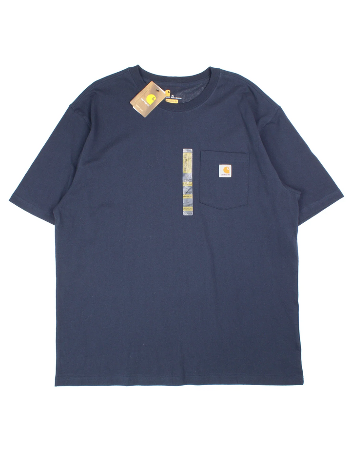 Carhartt T-Shirt in a blue colourway and has a chest pocket with the logo embroidered on the front, new still with tags on.