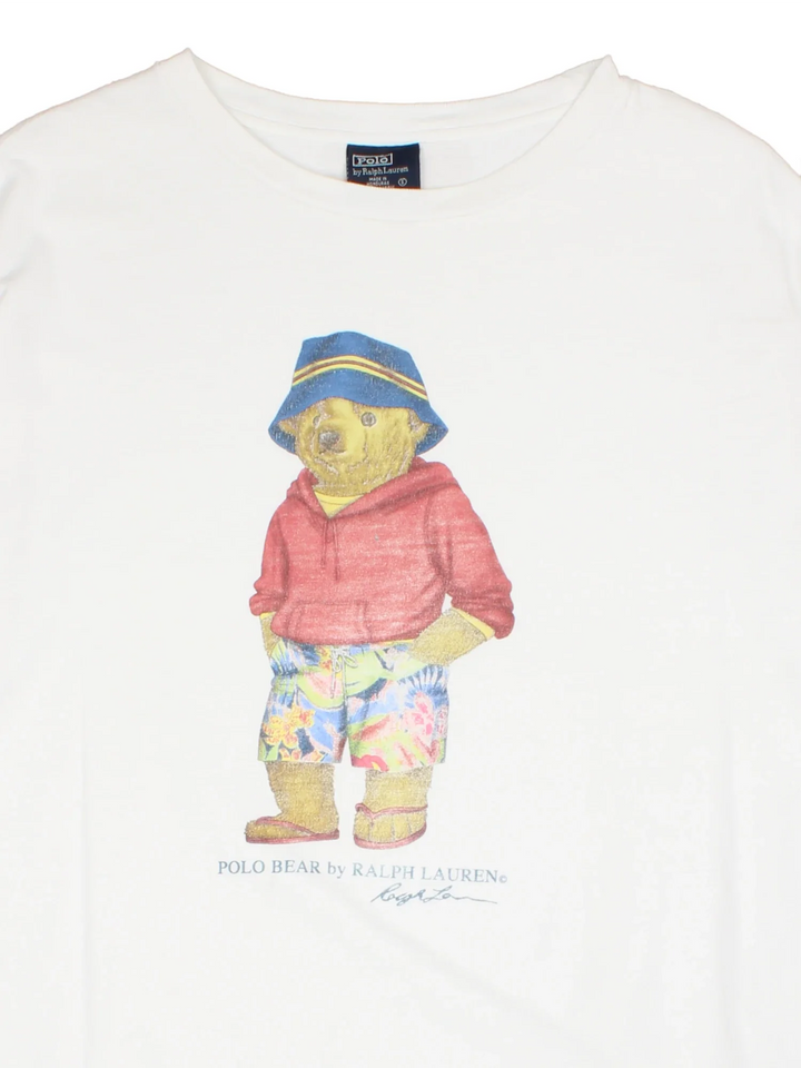 Vintage Ralph Lauren Polo Bear T-Shirt in a white colourway with the logo and bear printed on the front.
