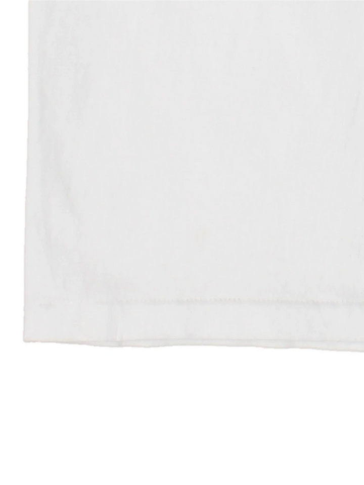 A Bathing Ape Bape T-Shirt in a white colourway with the logo and spell out printed  on the front.