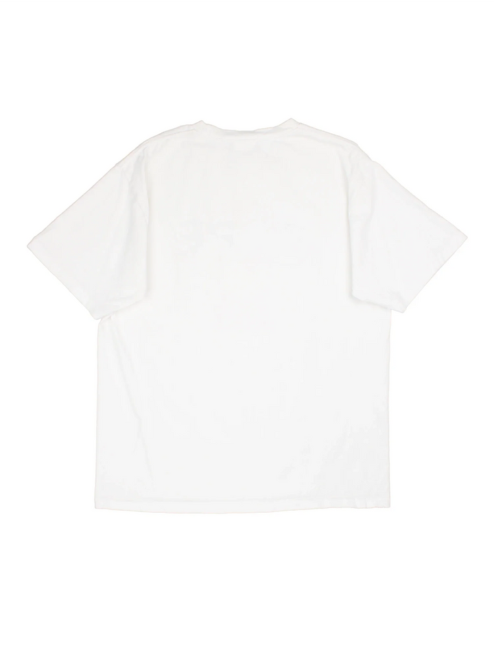 A Bathing Ape Bape T-Shirt in a white colourway with the logo and spell out printed  on the front.
