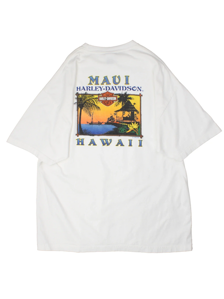 Harley-Davidson Maui T-Shirt in a white colourway, with graphic printed on the front and back.