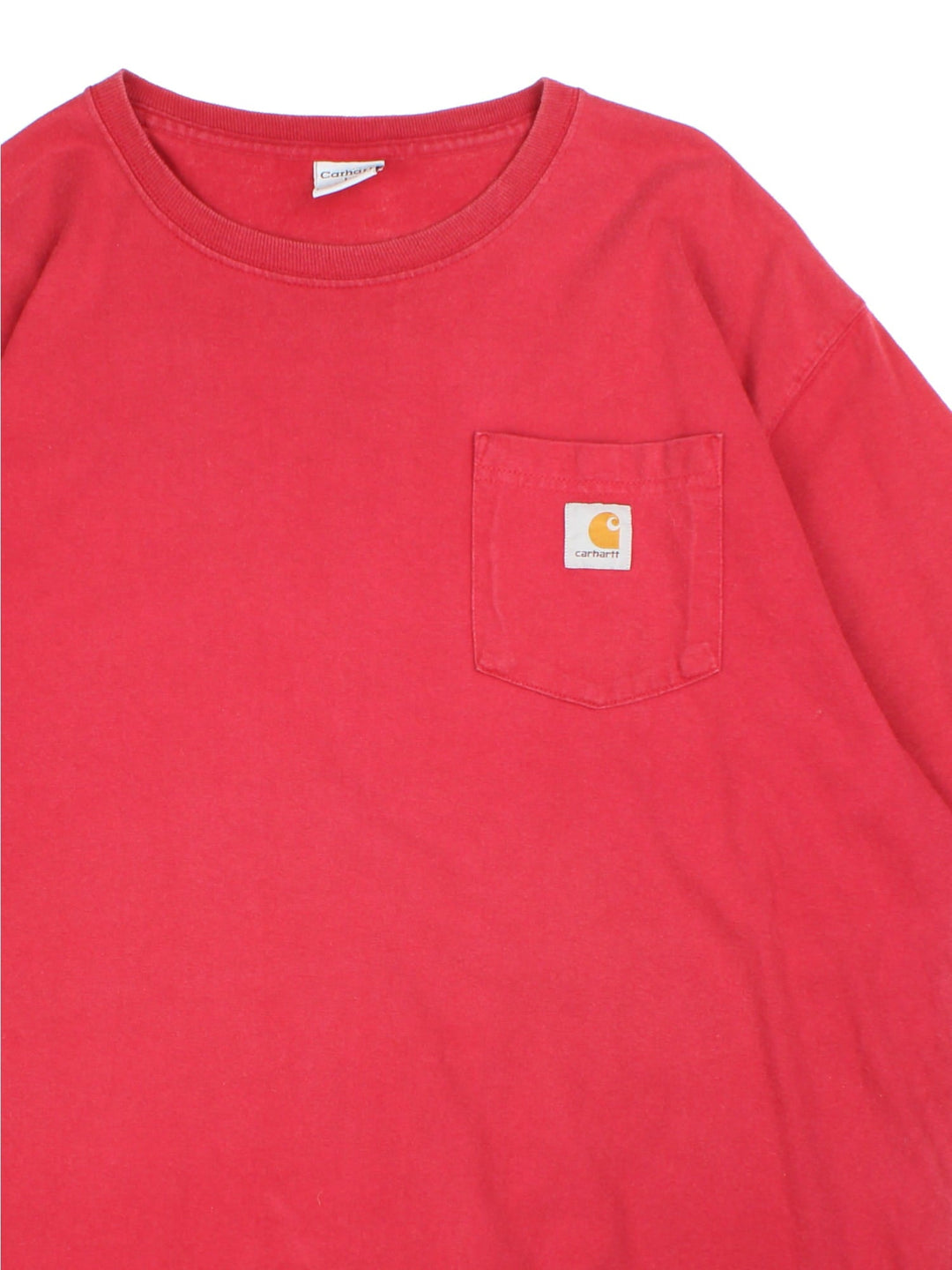 Carhartt T-Shirt in a red colourway with pocket and small classic logo on the front.